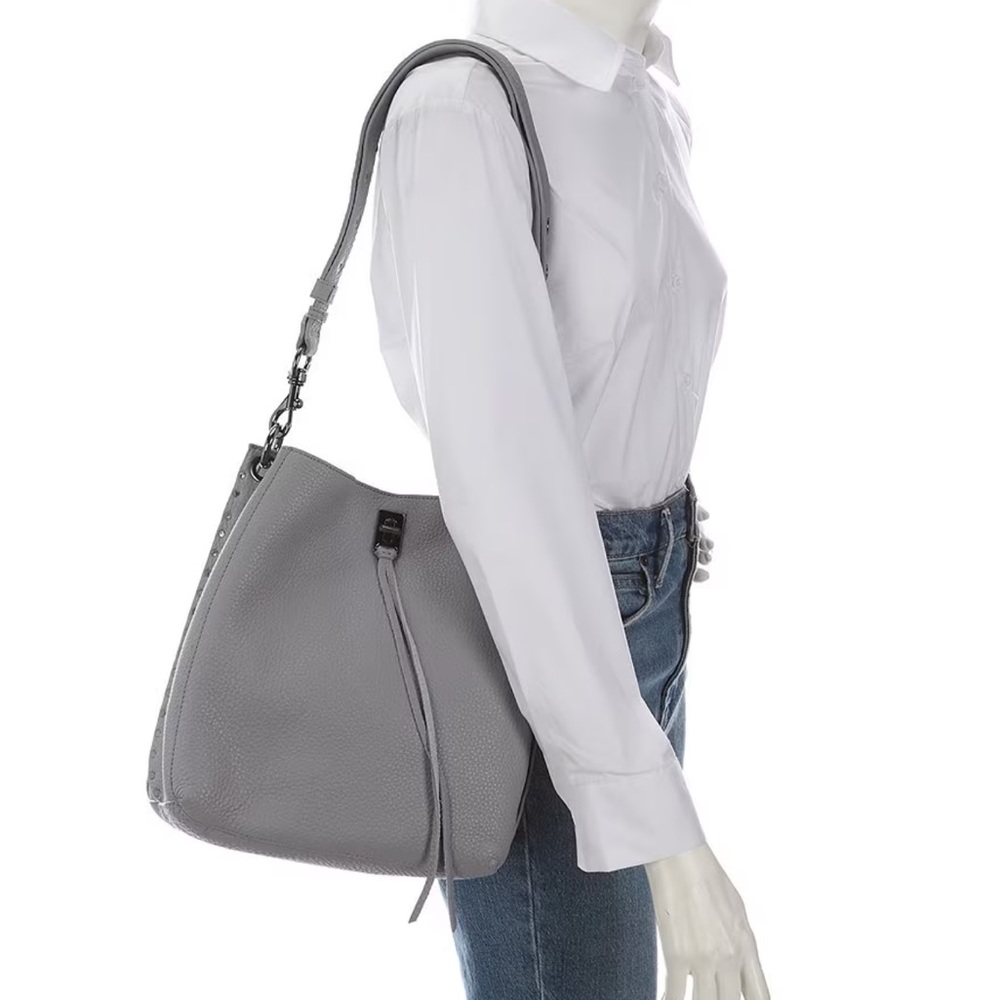 Rebecca Minkoff Darren Studded Shoulder Bag in Smoke Grey